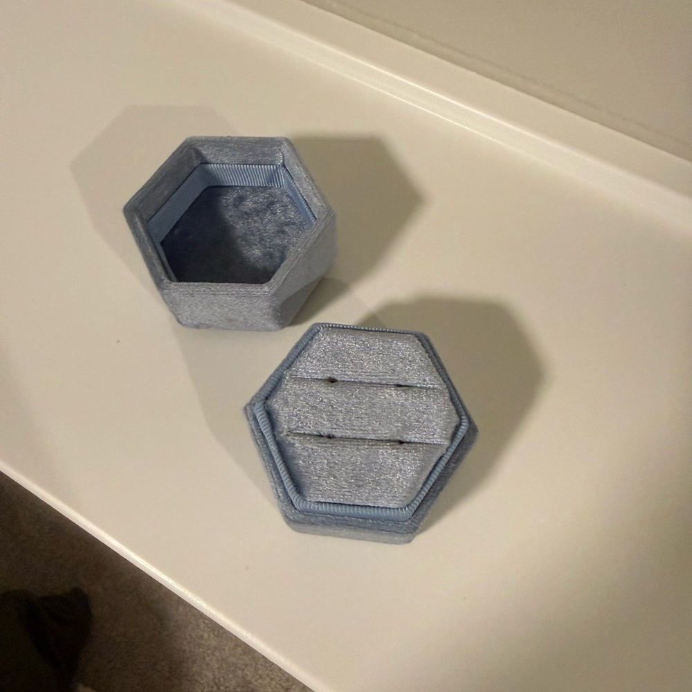 Dusty blue velvet ring box